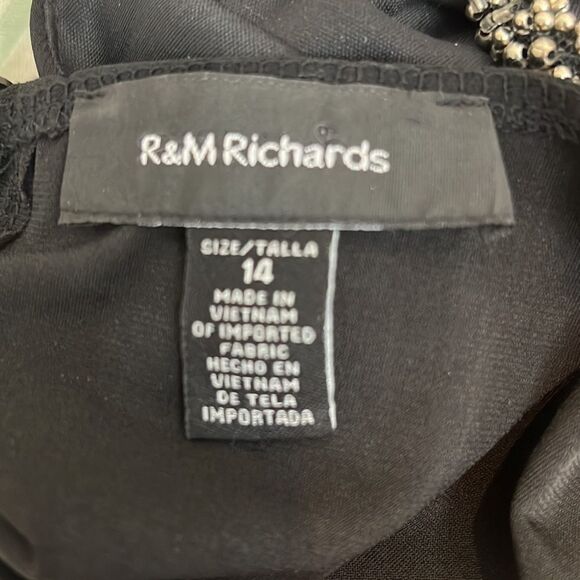 R & M Richards Black Dress Diamond Beaded Neck Maxi Side Zipper - Picture 10 of 14